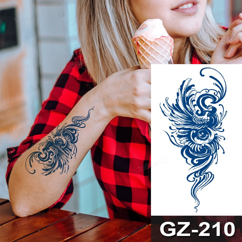 Juice Ink Tattoos Body Art Lasting Waterproof Temporary Tattoo Sticker Waist Totem Tatoo Moon Butterfly Arm Fake Tatto Women Men