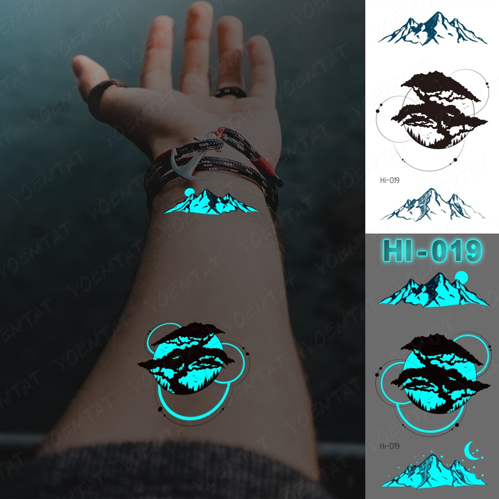 Blue Luminous Glow Tattoo Sticker Deer Glowing Snake Waterproof Temporary Tatoo Wrist Fake Tatto For Body Art Women Men