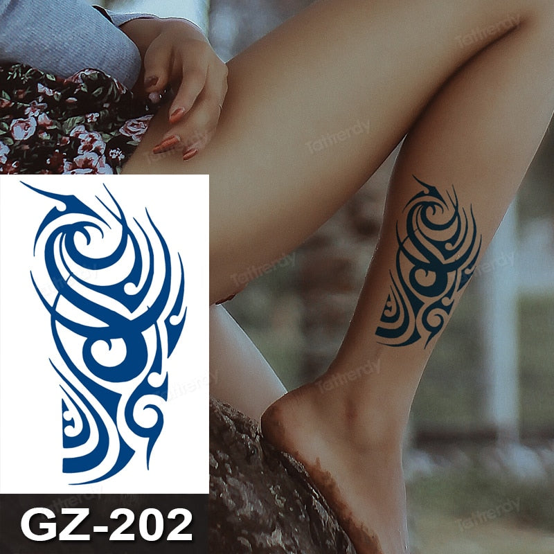 Juice Ink Tattoos Body Art Lasting Waterproof Temporary Tattoo Sticker Waist Totem Tatoo Moon Butterfly Arm Fake Tatto Women Men