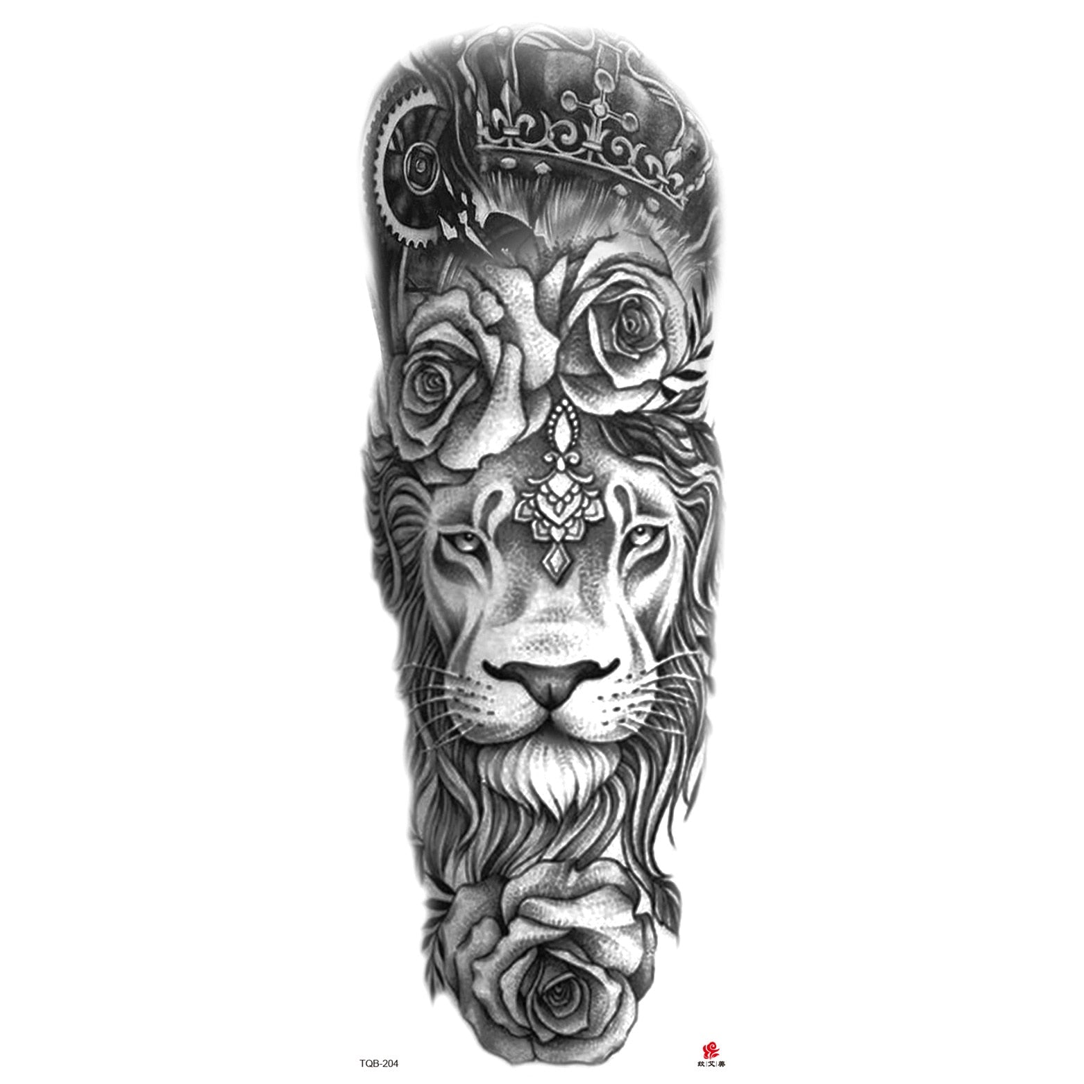 Big Arm Sleeve Tattoo Lion Wolf Skull Waterproof Long-lasting Temporary Tattoo Sticker Body Art Fake Fake Tattoo Women Men