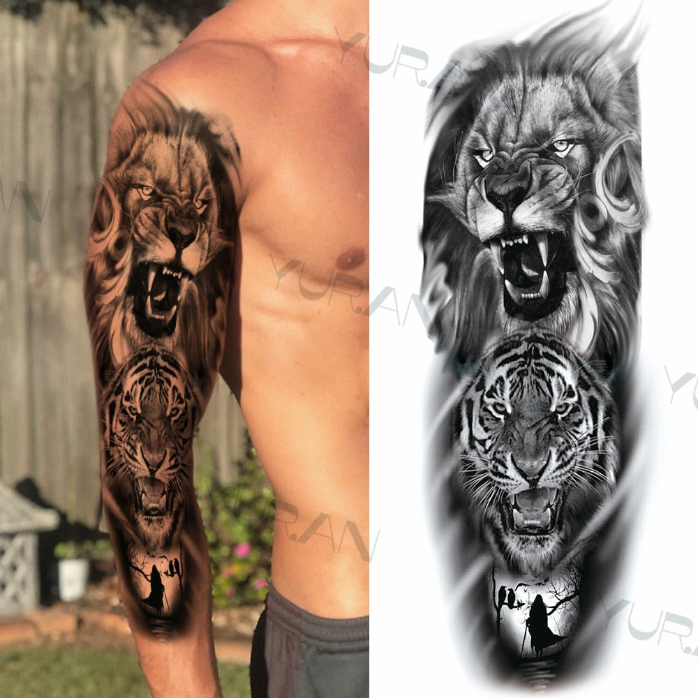 DIY Tribal Totem Full Arm Temporary Tattoo Sleeve For Men Women Adult Maori Skull Tattoos StickerBlack Fake Tatoos Makeup Tools