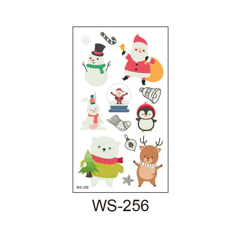 New Christmas Tattoo Sticker Cartoon Christmas Luminous Child Tattoo Sticker New Year Party Temporary Tattoo Sticker