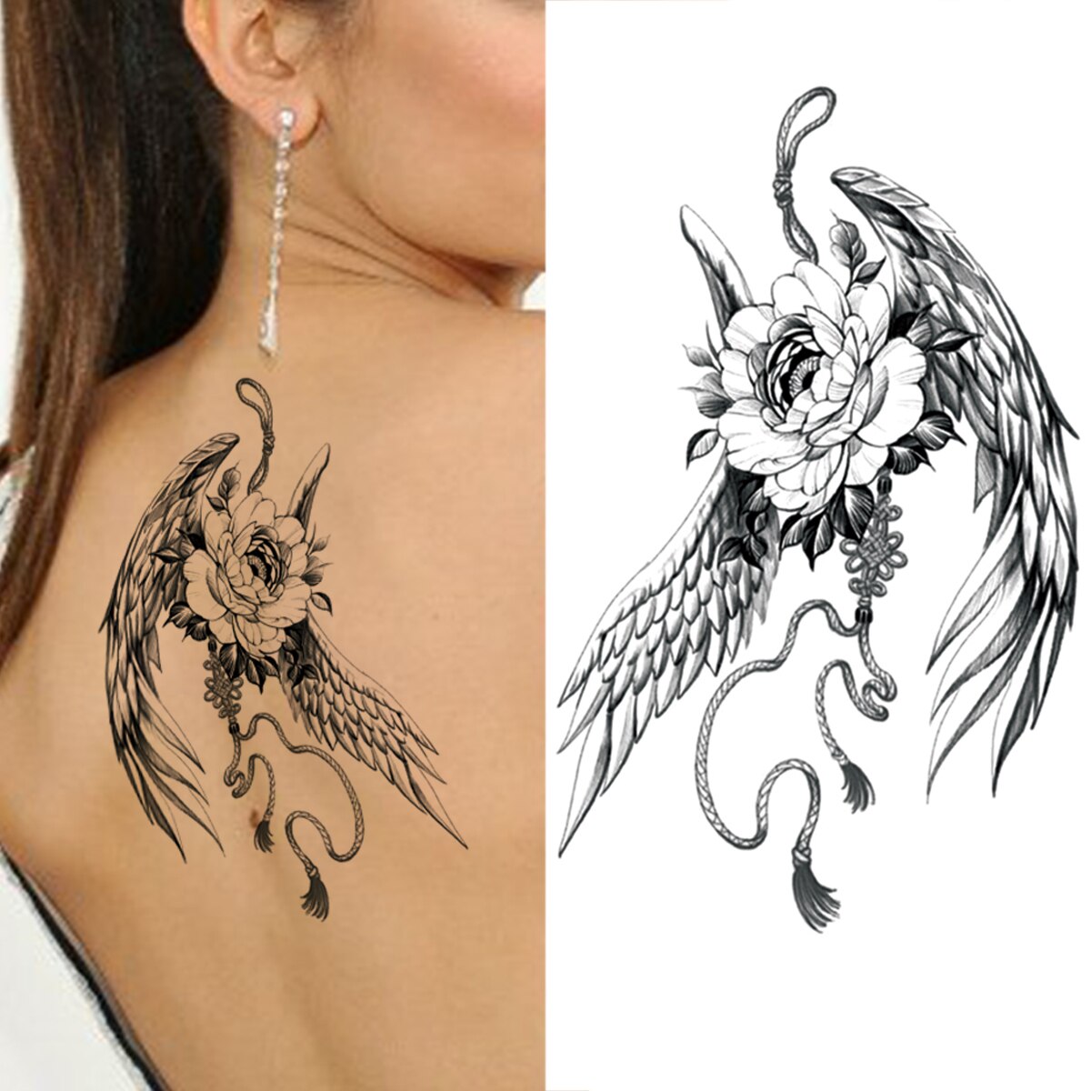 Realistic Daffodil Flower Lion Temporary Tattoos For Women Men Adult Tiger Butterfly Sword Fake Tattoo Sticker Arm Foot Tatoos