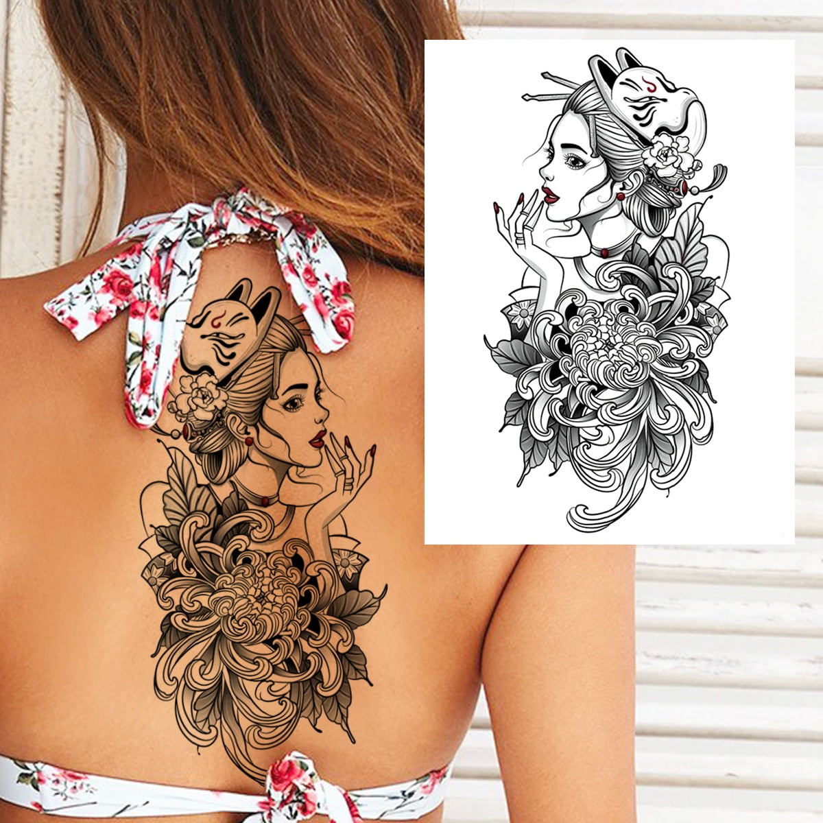 3D Watercolour Flower Temporary Tattoo For Women Girls Fake Peony Rose Tattoo Sticker Butterfly Lace Sweatpea Flora Tatoos Leg