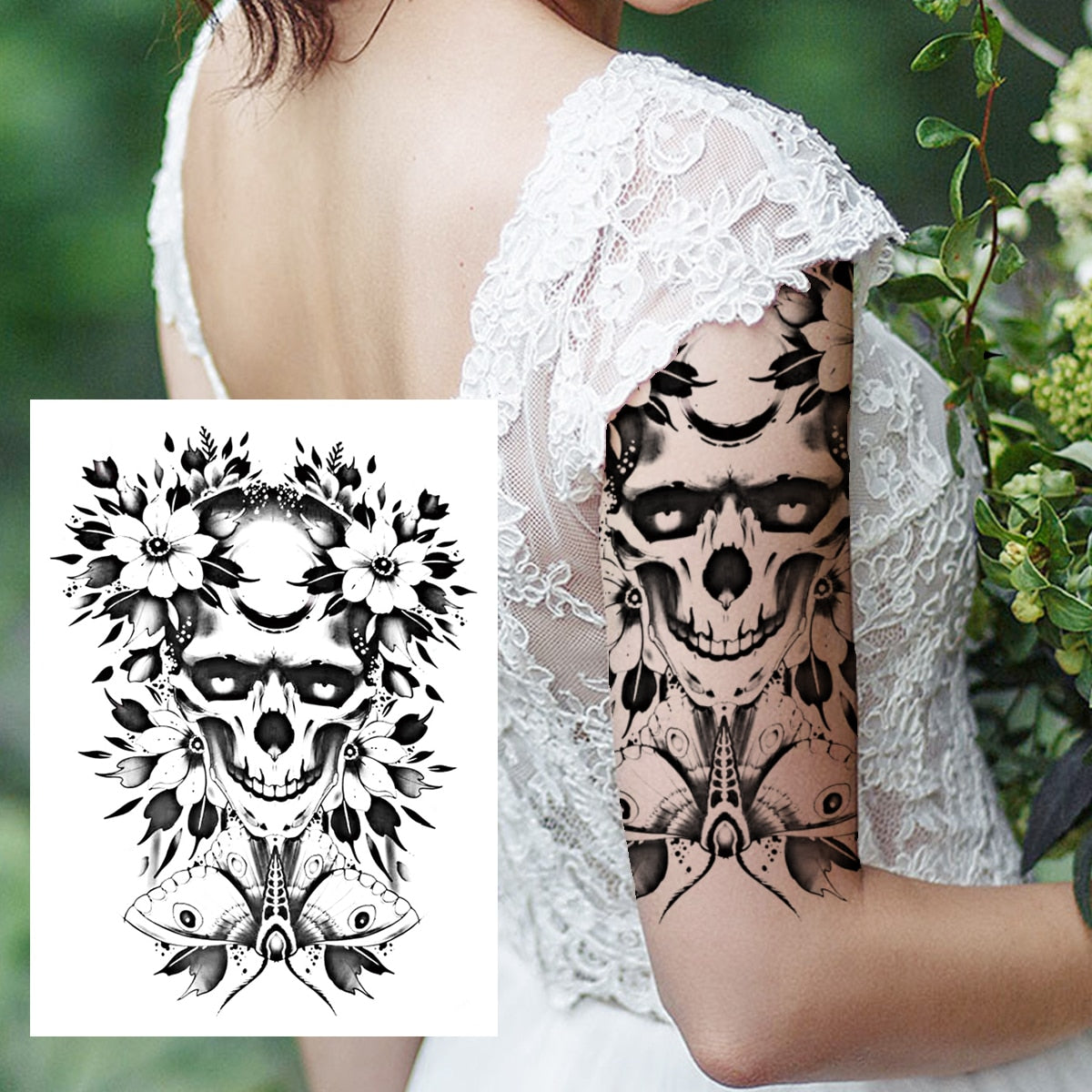 3D Watercolour Flower Temporary Tattoo For Women Girls Fake Peony Rose Tattoo Sticker Butterfly Lace Sweatpea Flora Tatoos Leg