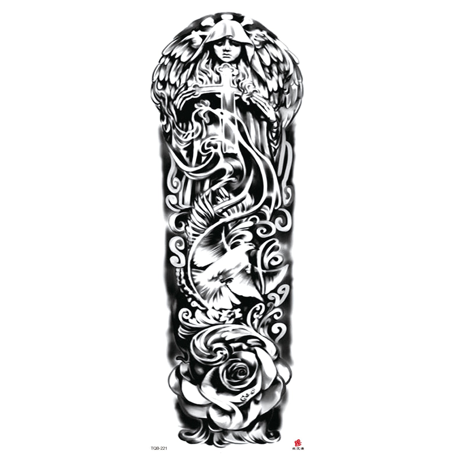 Big Arm Sleeve Tattoo Lion Wolf Skull Waterproof Long-lasting Temporary Tattoo Sticker Body Art Fake Fake Tattoo Women Men