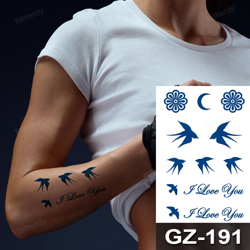 Juice Ink Tattoos Body Art Lasting Waterproof Temporary Tattoo Sticker Waist Totem Tatoo Moon Butterfly Arm Fake Tatto Women Men