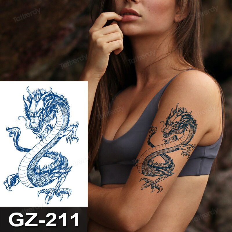 Juice Ink Tattoos Body Art Lasting Waterproof Temporary Tattoo Sticker Waist Totem Tatoo Moon Butterfly Arm Fake Tatto Women Men