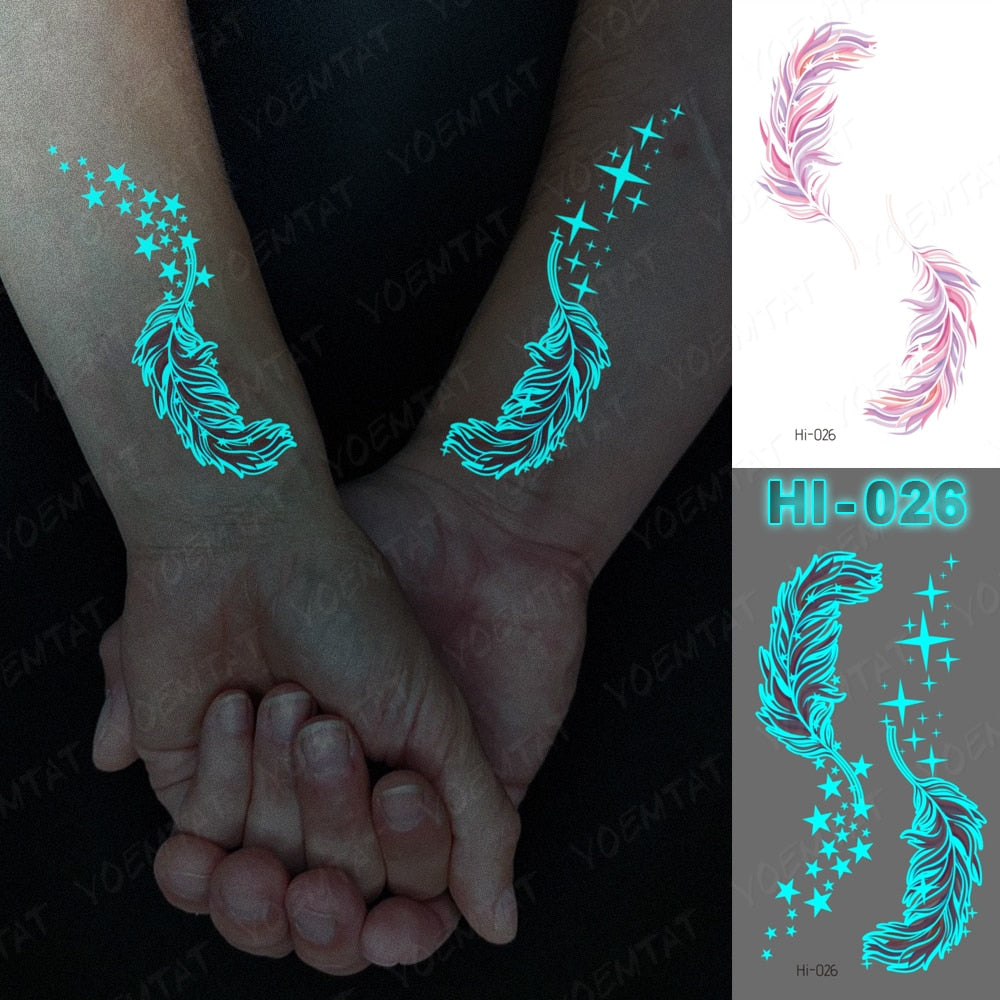 Blue Luminous Glow Tattoo Sticker Deer Glowing Snake Waterproof Temporary Tatoo Wrist Fake Tatto For Body Art Women Men