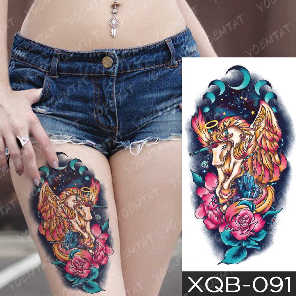 Waterproof Temporary Tattoo Sticker Blue Ice Dragon Plum Blossom Flash Tattoos Family Tree Fox Body Art Arm Fake Tatoo Women Men