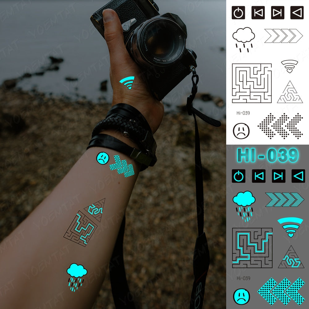 Blue Luminous Glow Tattoo Sticker Deer Glowing Snake Waterproof Temporary Tatoo Wrist Fake Tatto For Body Art Women Men