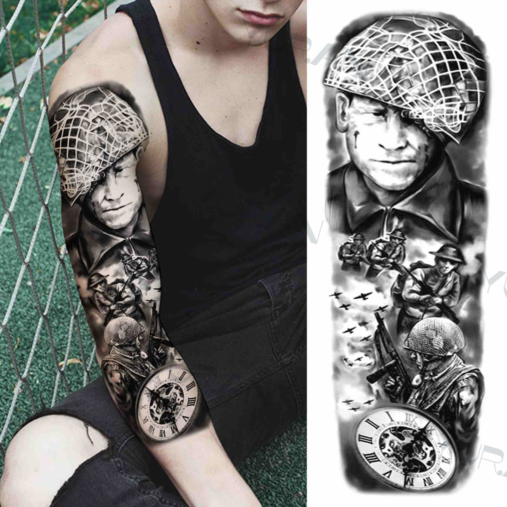 DIY Tribal Totem Full Arm Temporary Tattoo Sleeve For Men Women Adult Maori Skull Tattoos StickerBlack Fake Tatoos Makeup Tools