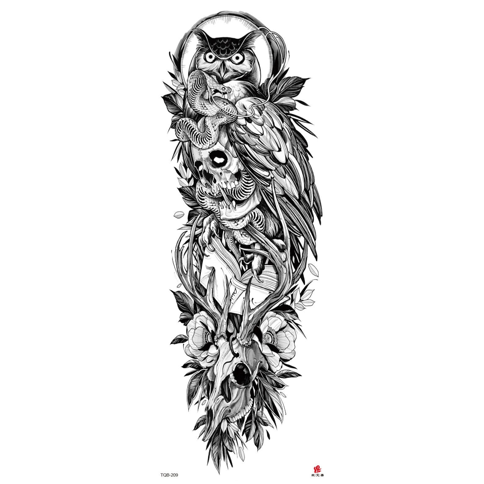 Big Arm Sleeve Tattoo Lion Wolf Skull Waterproof Long-lasting Temporary Tattoo Sticker Body Art Fake Fake Tattoo Women Men