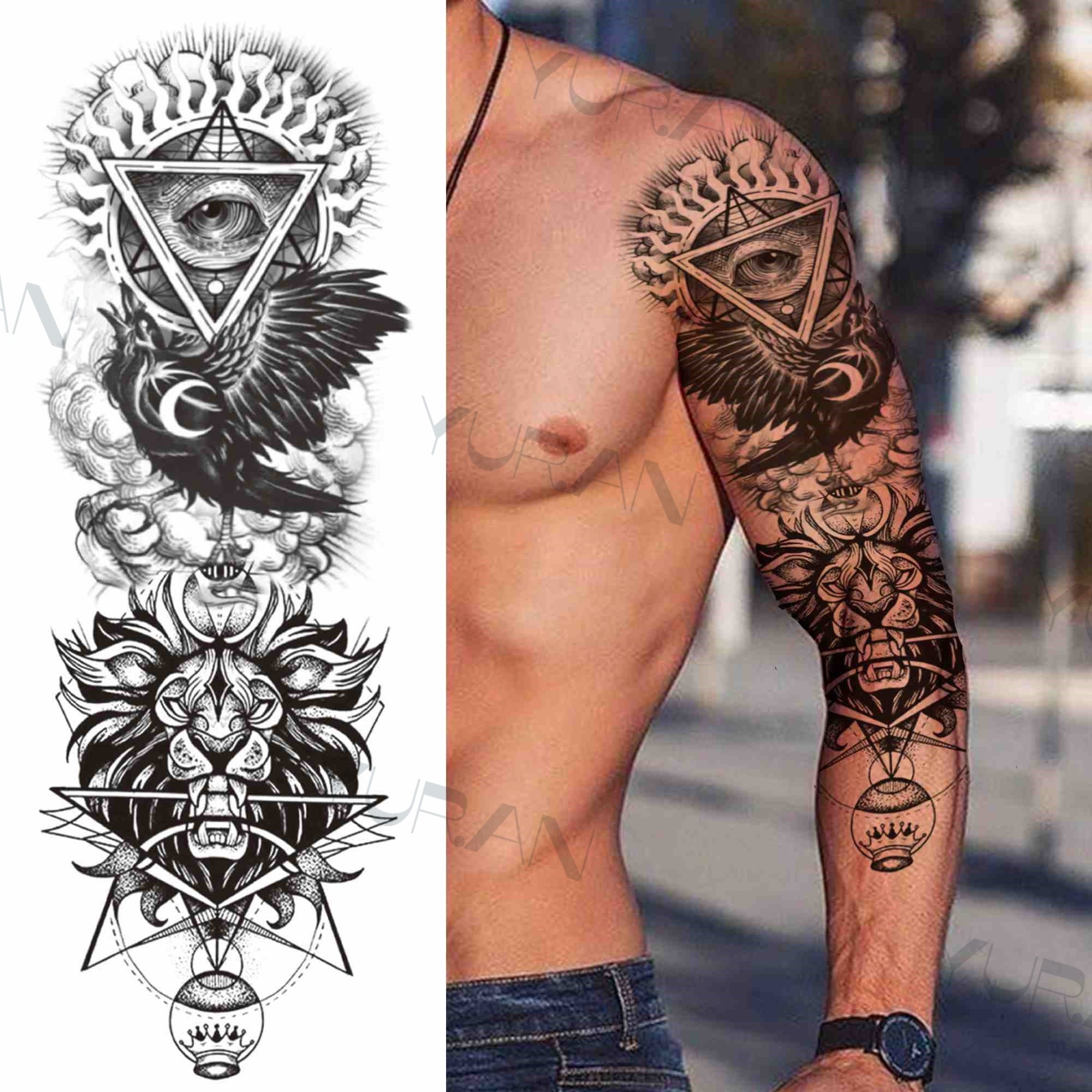 DIY Tribal Totem Full Arm Temporary Tattoo Sleeve For Men Women Adult Maori Skull Tattoos StickerBlack Fake Tatoos Makeup Tools