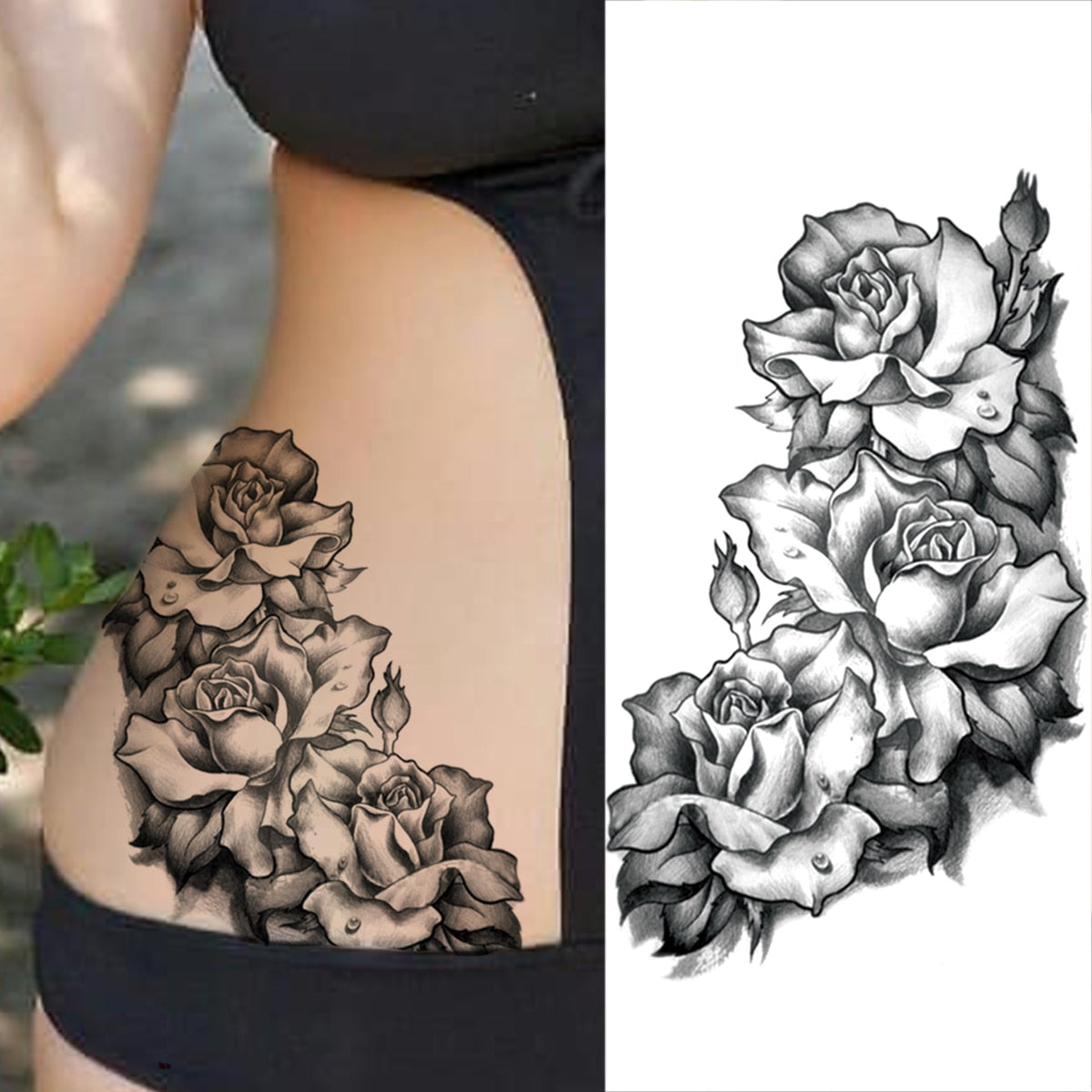 Realistic Daffodil Flower Lion Temporary Tattoos For Women Men Adult Tiger Butterfly Sword Fake Tattoo Sticker Arm Foot Tatoos