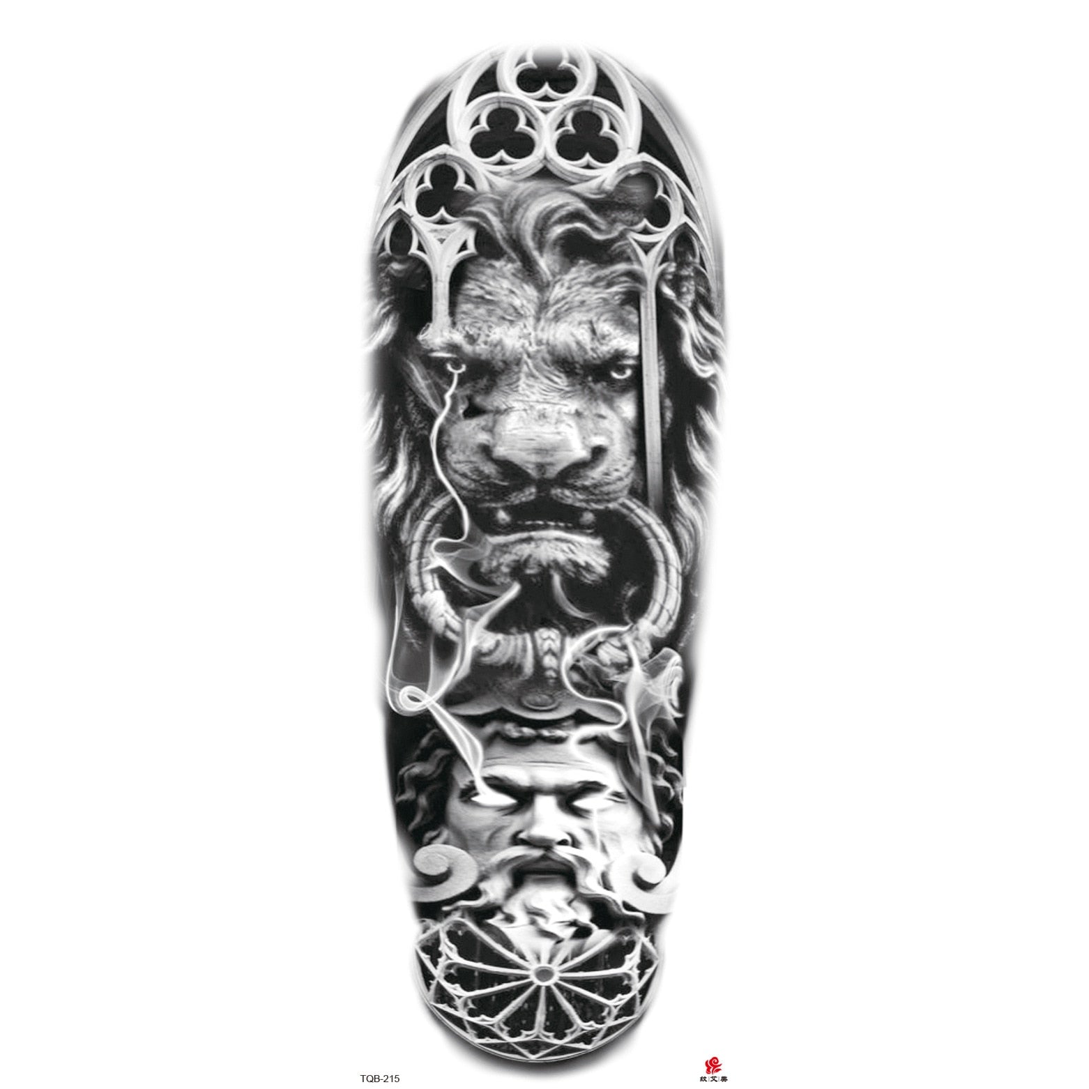 Big Arm Sleeve Tattoo Lion Wolf Skull Waterproof Long-lasting Temporary Tattoo Sticker Body Art Fake Fake Tattoo Women Men