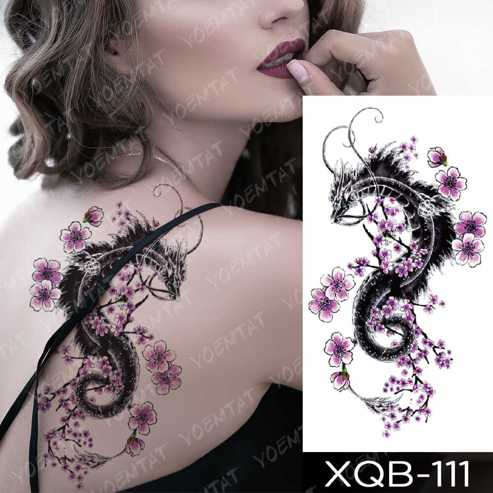 Waterproof Temporary Tattoo Sticker Blue Ice Dragon Plum Blossom Flash Tattoos Family Tree Fox Body Art Arm Fake Tatoo Women Men