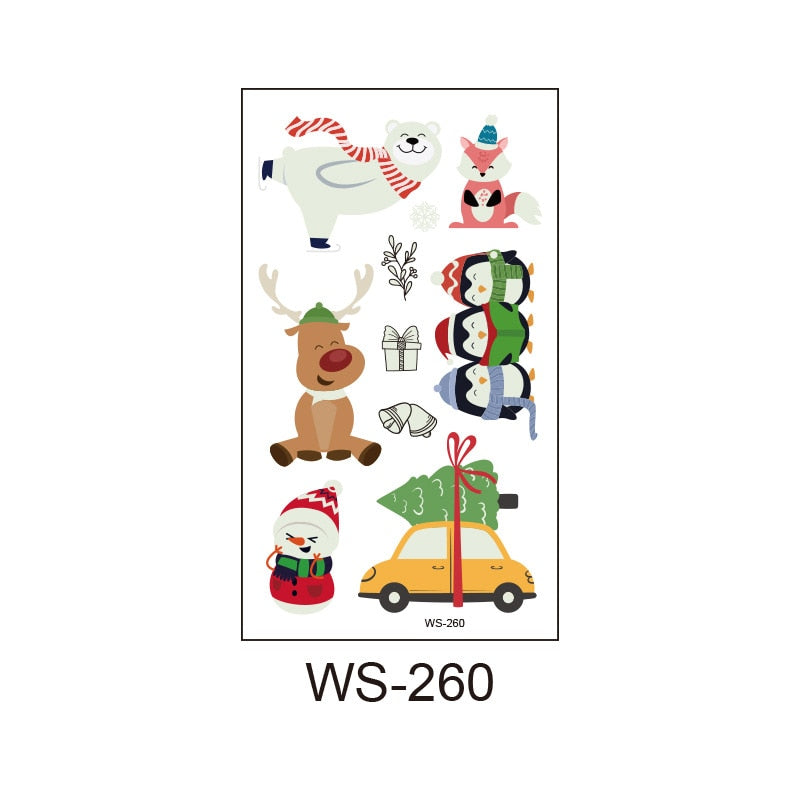 New Christmas Tattoo Sticker Cartoon Christmas Luminous Child Tattoo Sticker New Year Party Temporary Tattoo Sticker