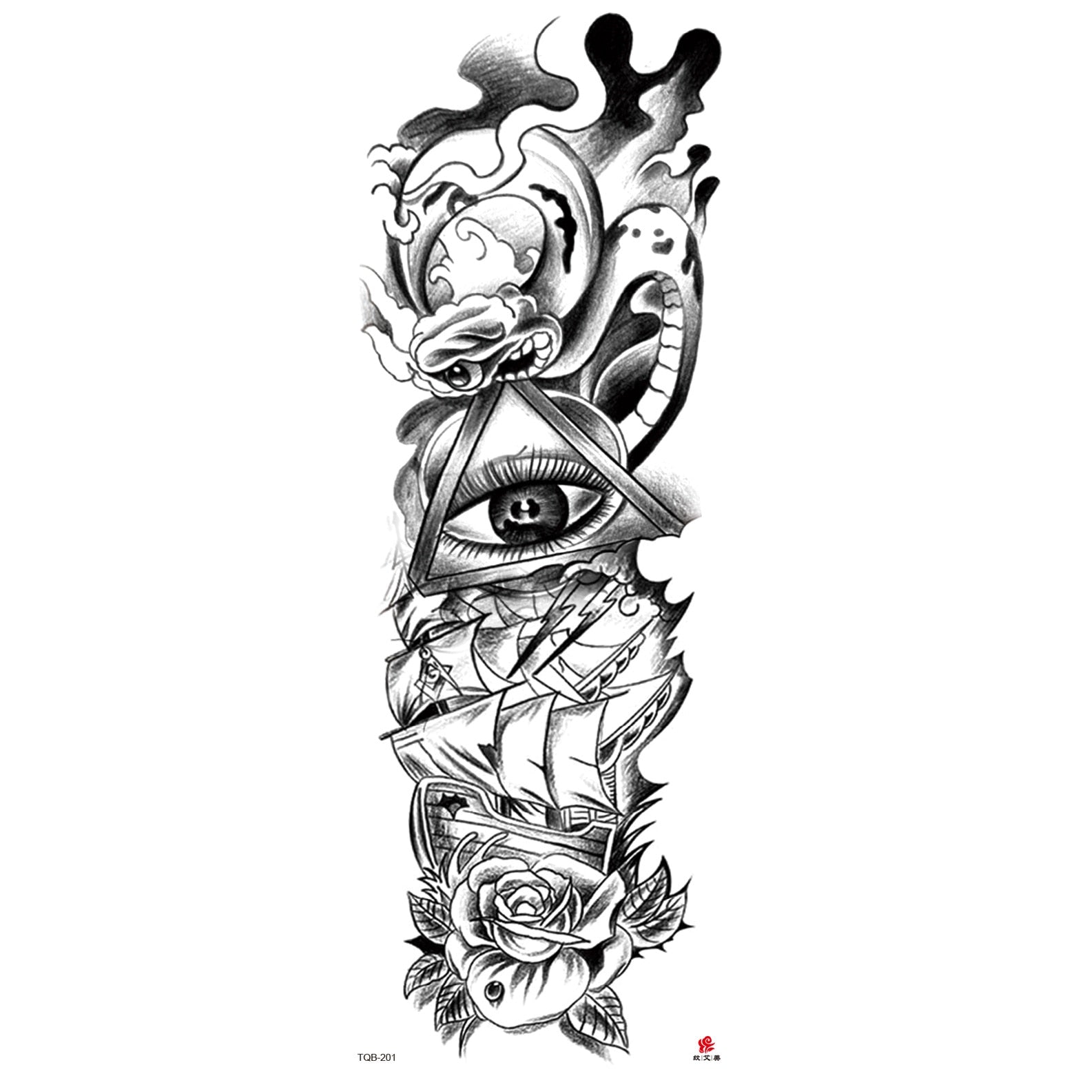 Big Arm Sleeve Tattoo Lion Wolf Skull Waterproof Long-lasting Temporary Tattoo Sticker Body Art Fake Fake Tattoo Women Men