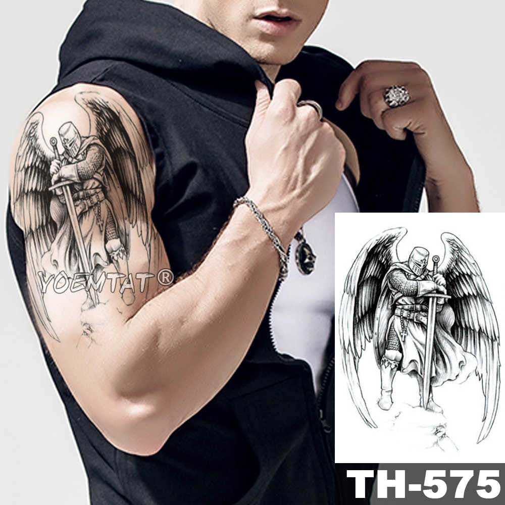 Wing Holy Angel Waterproof Temporary Tattoo Sticker Brave knight Warrior Flash Tattoos Body Art Arm Fake Tatoo