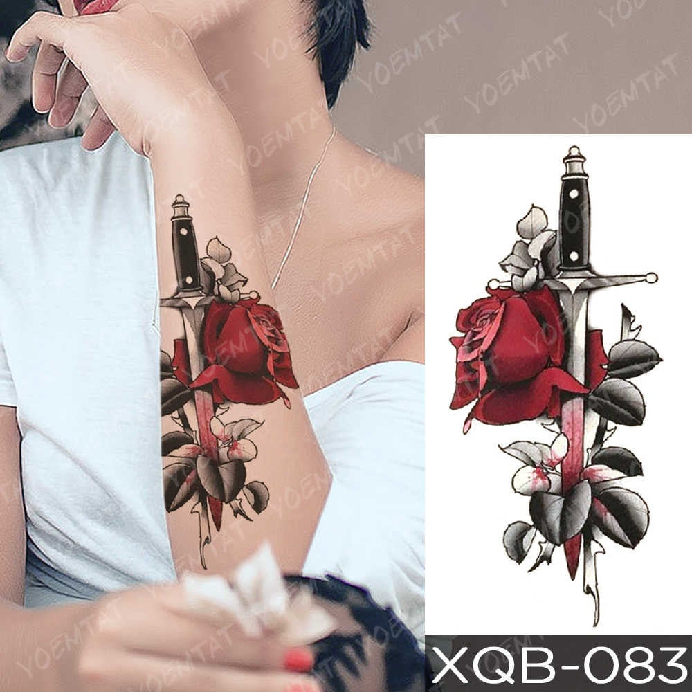 Waterproof Temporary Tattoo Sticker Blue Ice Dragon Plum Blossom Flash Tattoos Family Tree Fox Body Art Arm Fake Tatoo Women Men