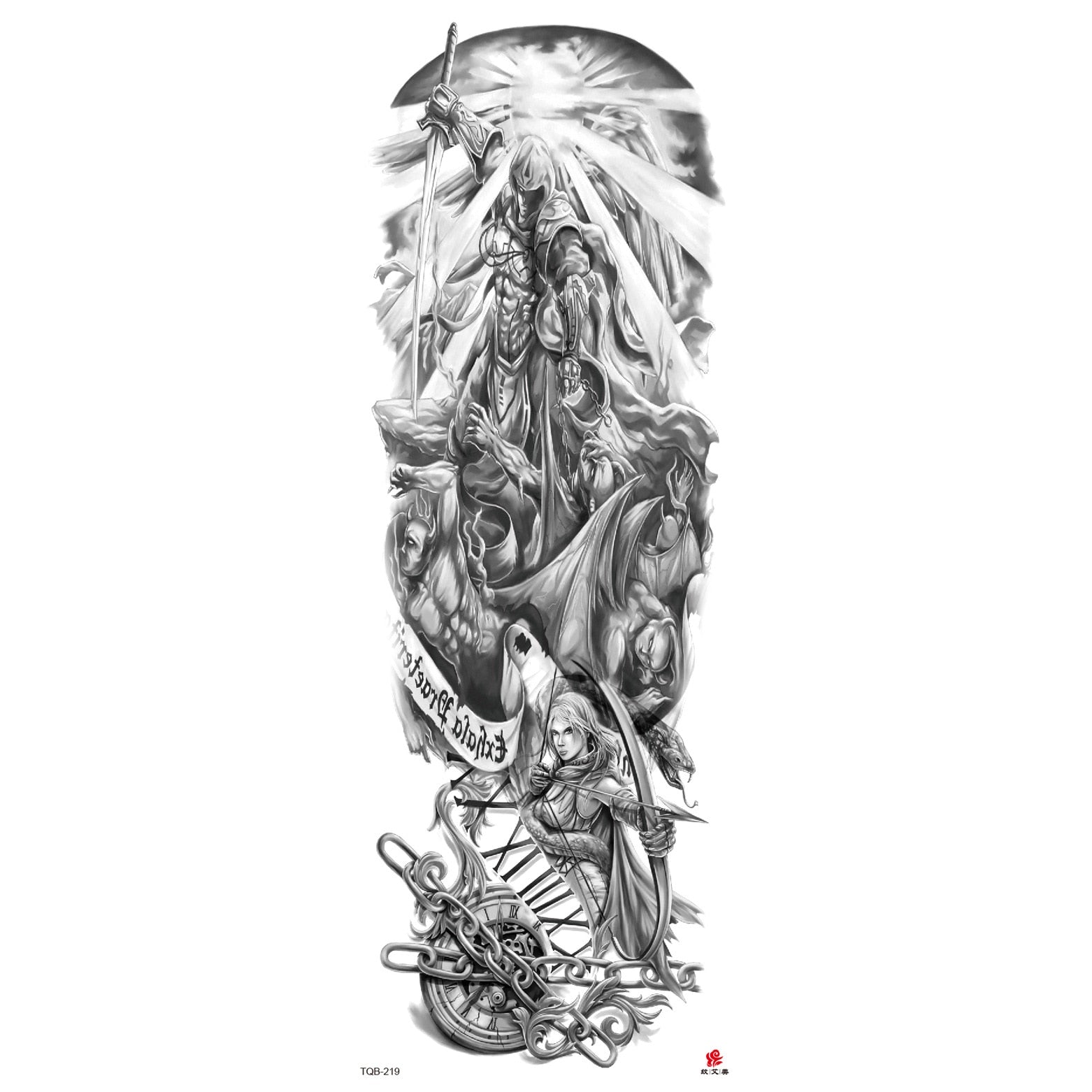 Big Arm Sleeve Tattoo Lion Wolf Skull Waterproof Long-lasting Temporary Tattoo Sticker Body Art Fake Fake Tattoo Women Men