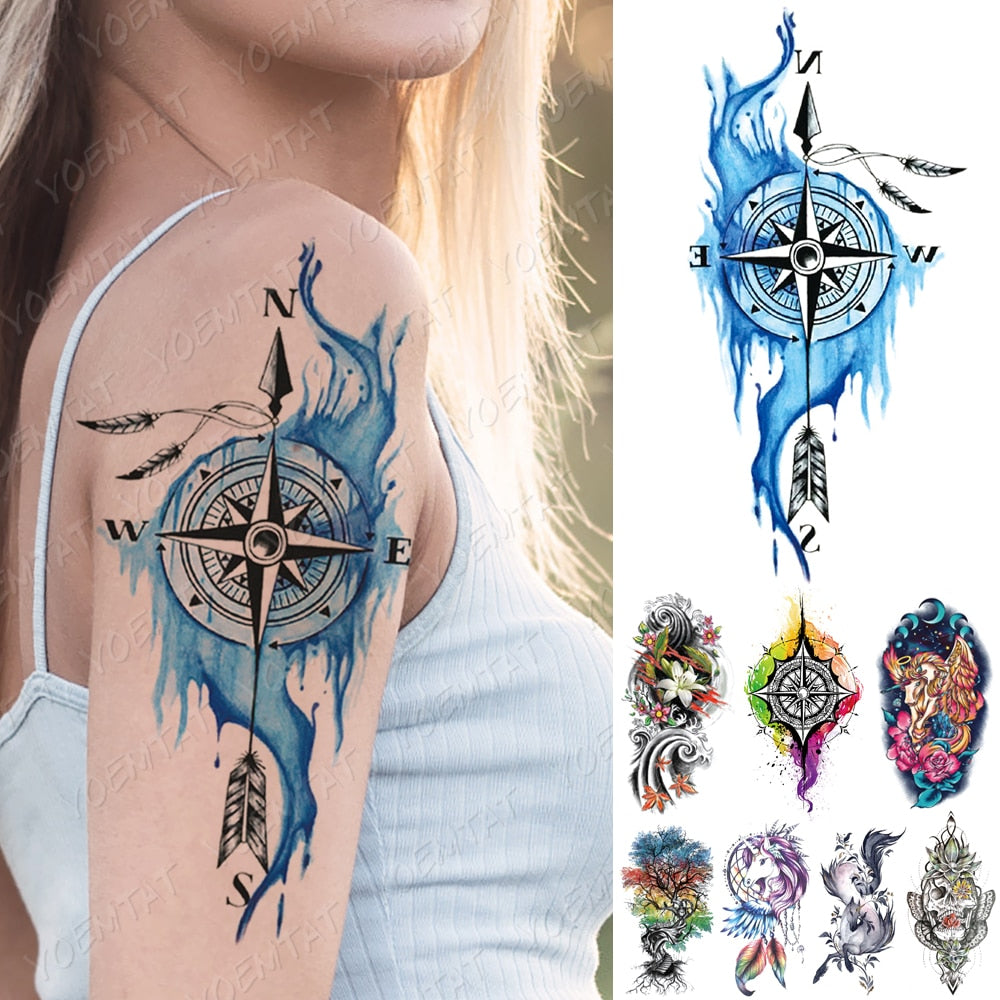 Blue Compass – Boston Temporary Tattoos