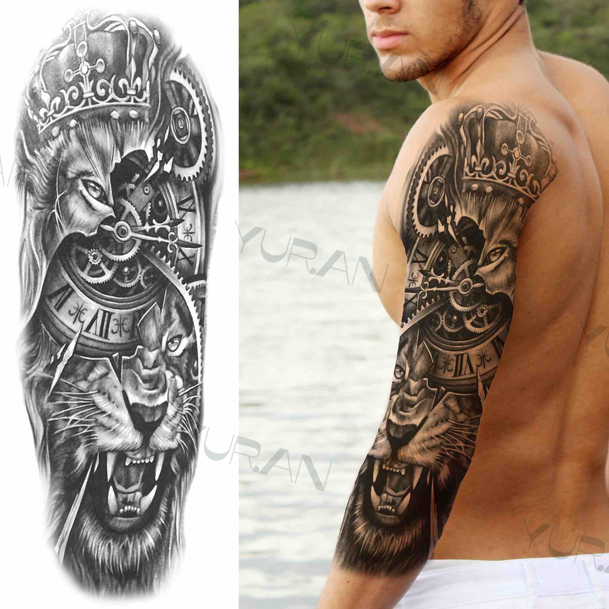 DIY Tribal Totem Full Arm Temporary Tattoo Sleeve For Men Women Adult Maori Skull Tattoos StickerBlack Fake Tatoos Makeup Tools