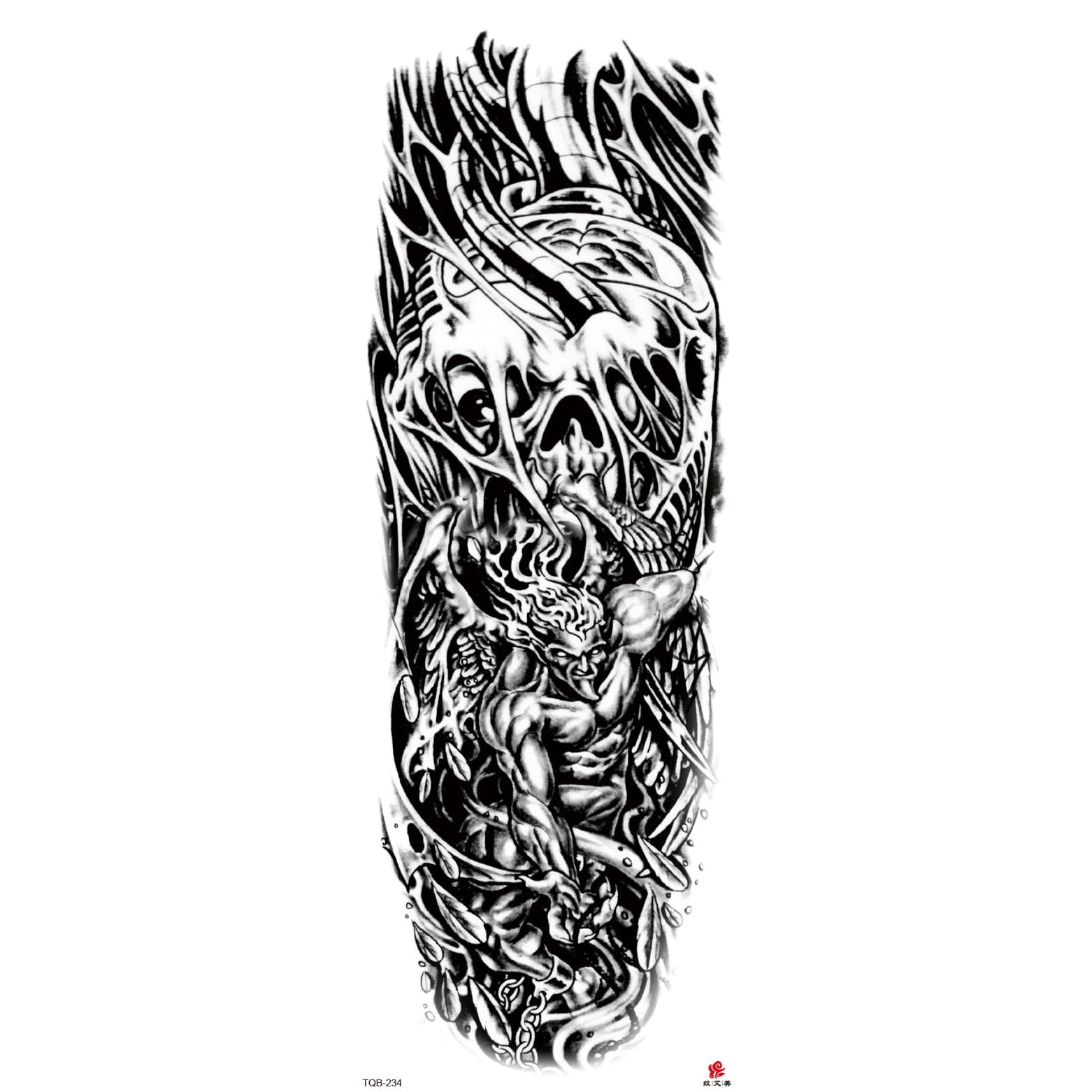 Big Arm Sleeve Tattoo Lion Wolf Skull Waterproof Long-lasting Temporary Tattoo Sticker Body Art Fake Fake Tattoo Women Men