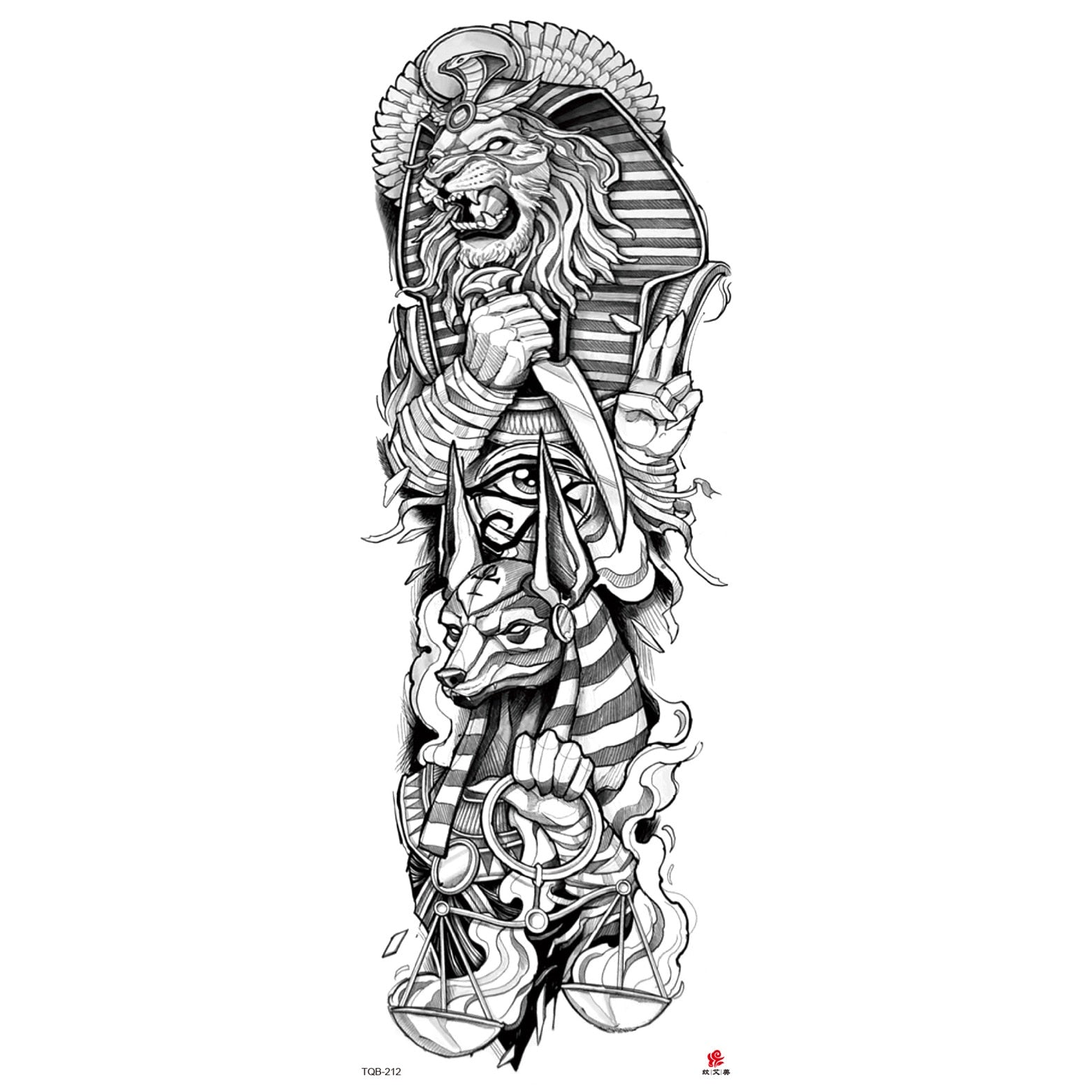 Big Arm Sleeve Tattoo Lion Wolf Skull Waterproof Long-lasting Temporary Tattoo Sticker Body Art Fake Fake Tattoo Women Men