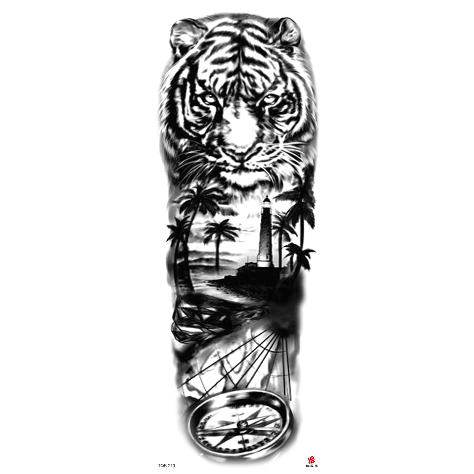 Big Arm Sleeve Tattoo Lion Wolf Skull Waterproof Long-lasting Temporary Tattoo Sticker Body Art Fake Fake Tattoo Women Men