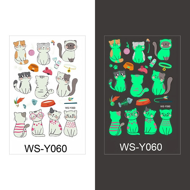 Luminous Tattoo Sticker Children Arm Face Glowing Tattoo Children Body Art Tattoo Dinosaur Pirate Unicorn Mermaid Tattoo Cartoon