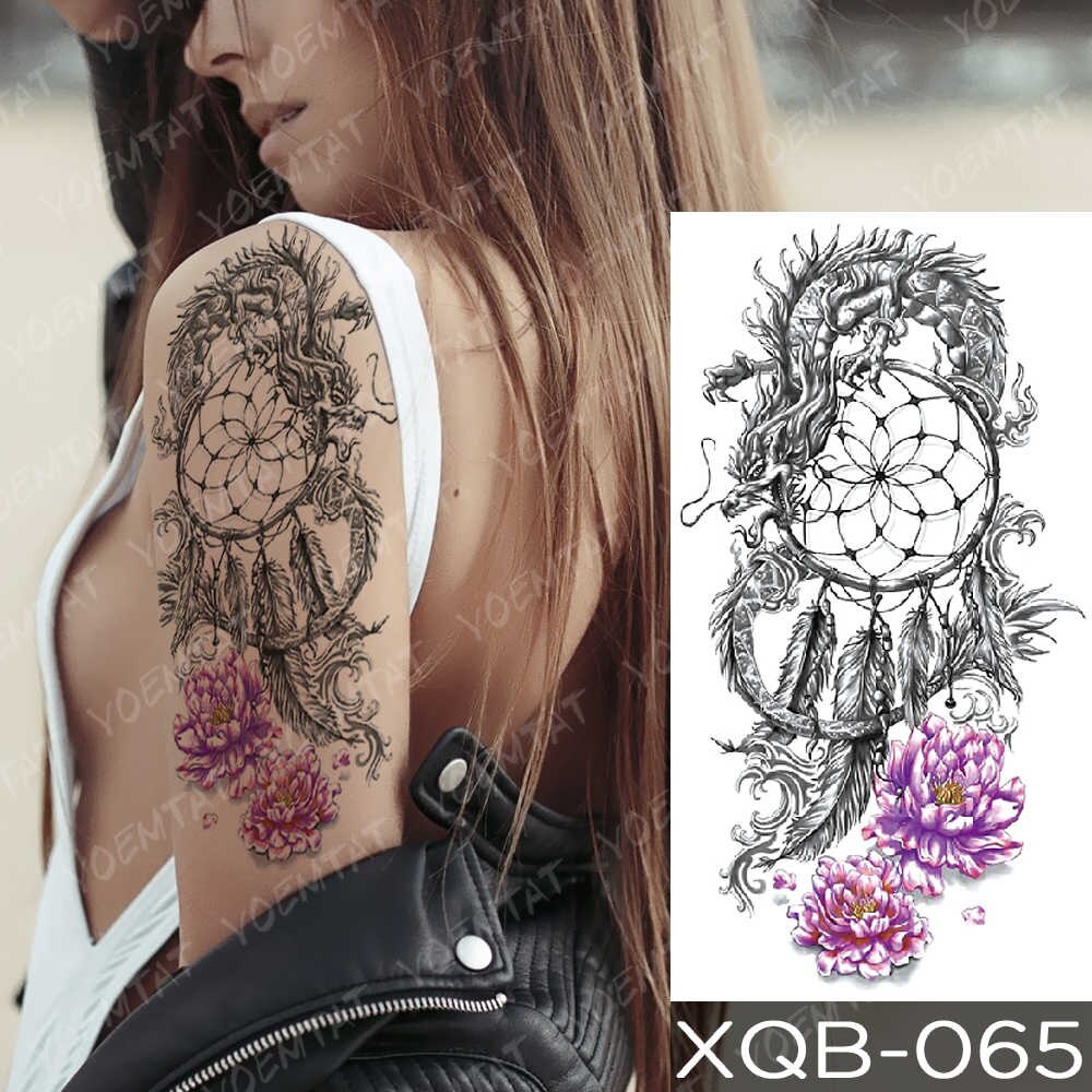 Waterproof Temporary Tattoo Sticker Blue Ice Dragon Plum Blossom Flash Tattoos Family Tree Fox Body Art Arm Fake Tatoo Women Men