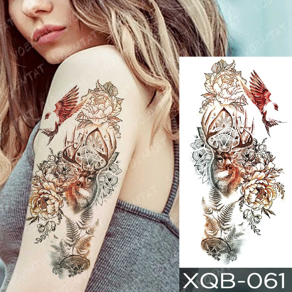 Waterproof Temporary Tattoo Sticker Blue Ice Dragon Plum Blossom Flash Tattoos Family Tree Fox Body Art Arm Fake Tatoo Women Men