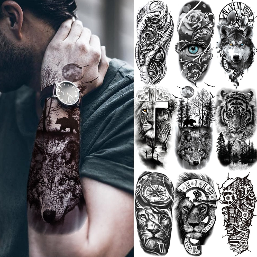 Cheap DIY Tribal Totem Full Arm Temporary Tattoo Sleeve For Men Women Adult  Maori Skull Tattoos StickerBlack Fake Tatoos Makeup Tools