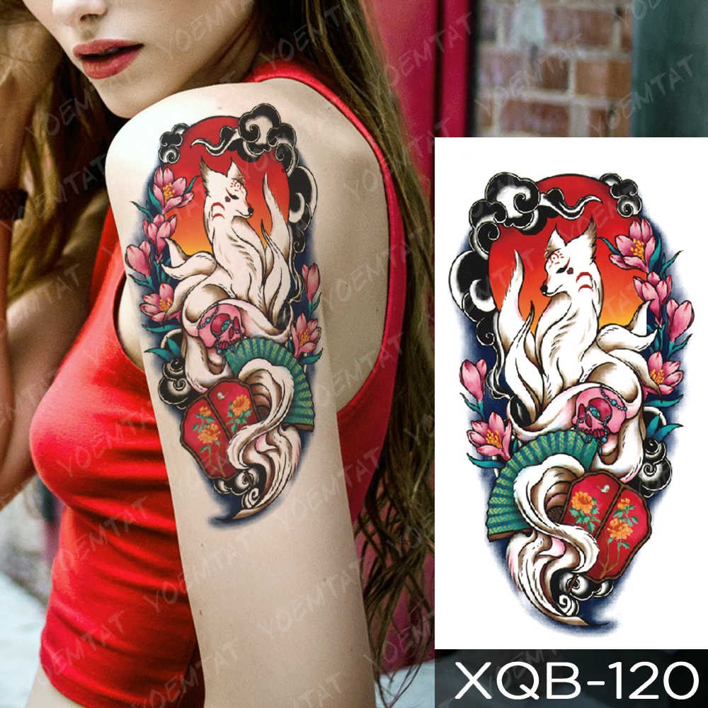 Waterproof Temporary Tattoo Sticker Blue Ice Dragon Plum Blossom Flash Tattoos Family Tree Fox Body Art Arm Fake Tatoo Women Men