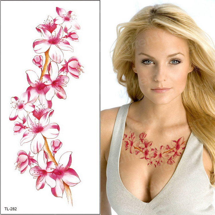 purple flower tattoos waterproof sexy tattoo for women girls peony rose lotus flower tattoo and body art fashion stickers bikini