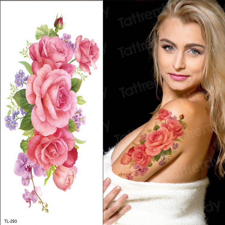 purple flower tattoos waterproof sexy tattoo for women girls peony rose lotus flower tattoo and body art fashion stickers bikini