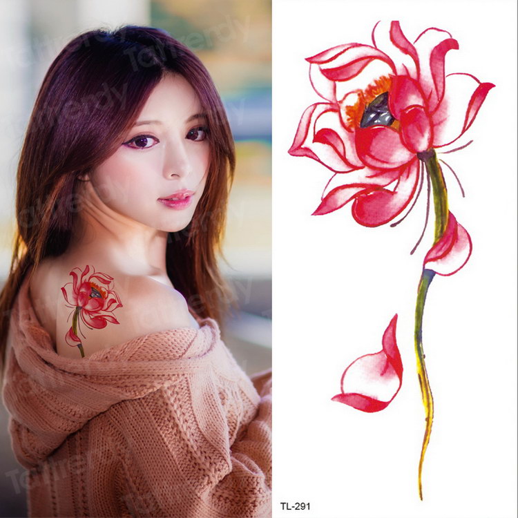 purple flower tattoos waterproof sexy tattoo for women girls peony rose lotus flower tattoo and body art fashion stickers bikini