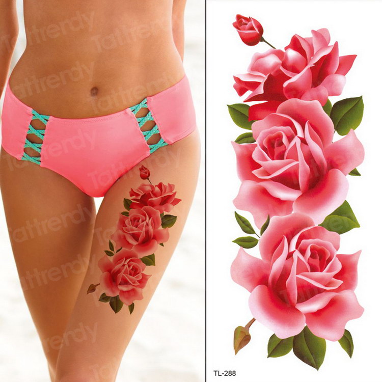 purple flower tattoos waterproof sexy tattoo for women girls peony rose lotus flower tattoo and body art fashion stickers bikini