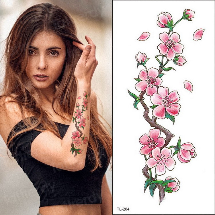 purple flower tattoos waterproof sexy tattoo for women girls peony rose lotus flower tattoo and body art fashion stickers bikini