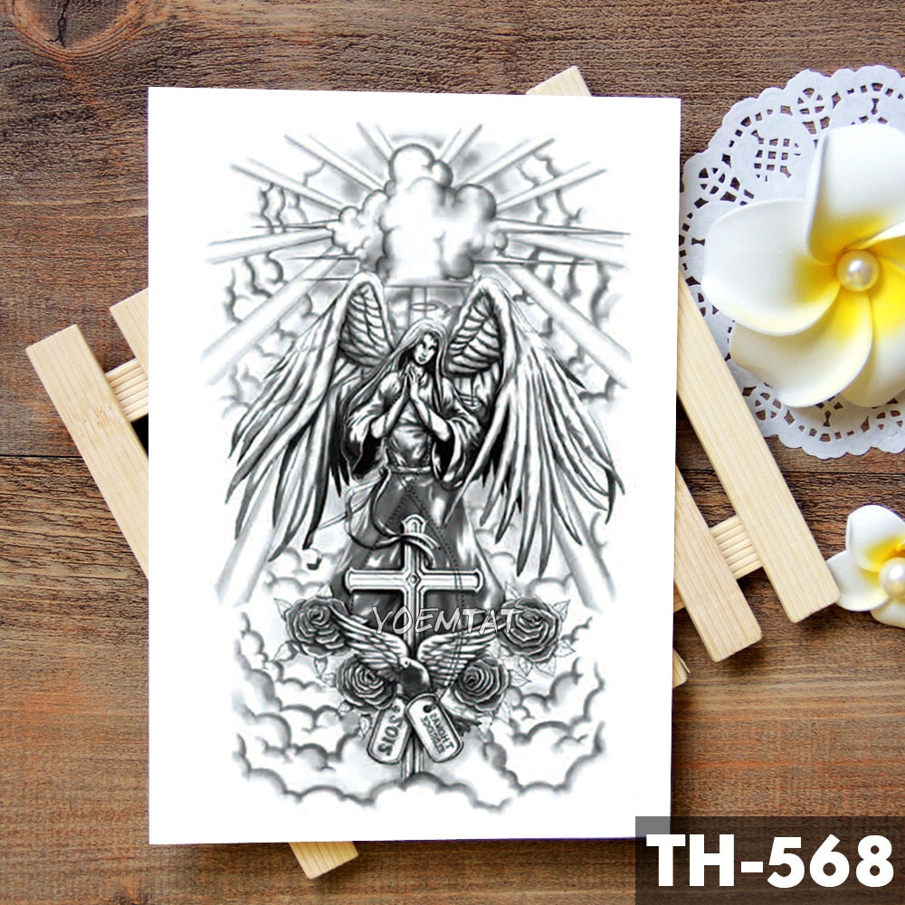 Wing Holy Angel Waterproof Temporary Tattoo Sticker Brave knight Warrior Flash Tattoos Body Art Arm Fake Tatoo