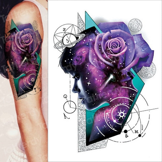 temporary tattoo & body art tattoo sticker arm sleeve tattoo waterproof fake tatoo men women death skull halloween face tattoo