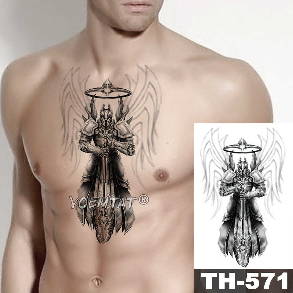 Wing Holy Angel Waterproof Temporary Tattoo Sticker Brave knight Warrior Flash Tattoos Body Art Arm Fake Tatoo