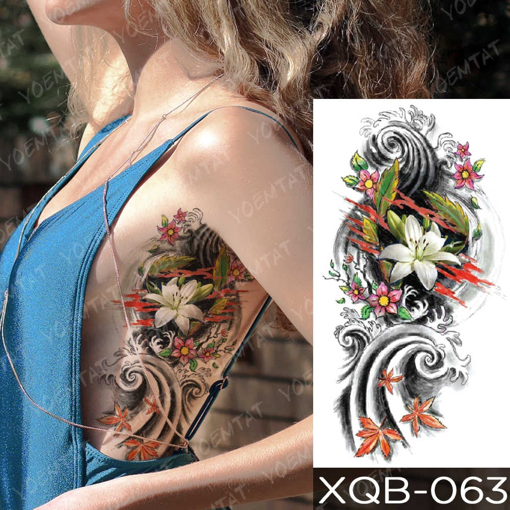 Waterproof Temporary Tattoo Sticker Blue Ice Dragon Plum Blossom Flash Tattoos Family Tree Fox Body Art Arm Fake Tatoo Women Men