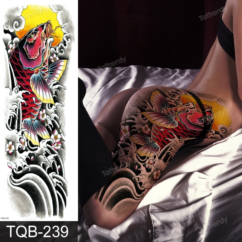 full arm temporary tattoos large totem tribal big sleeve tattoo sticker body art sexy dragon tiger lion king tattoo designs men