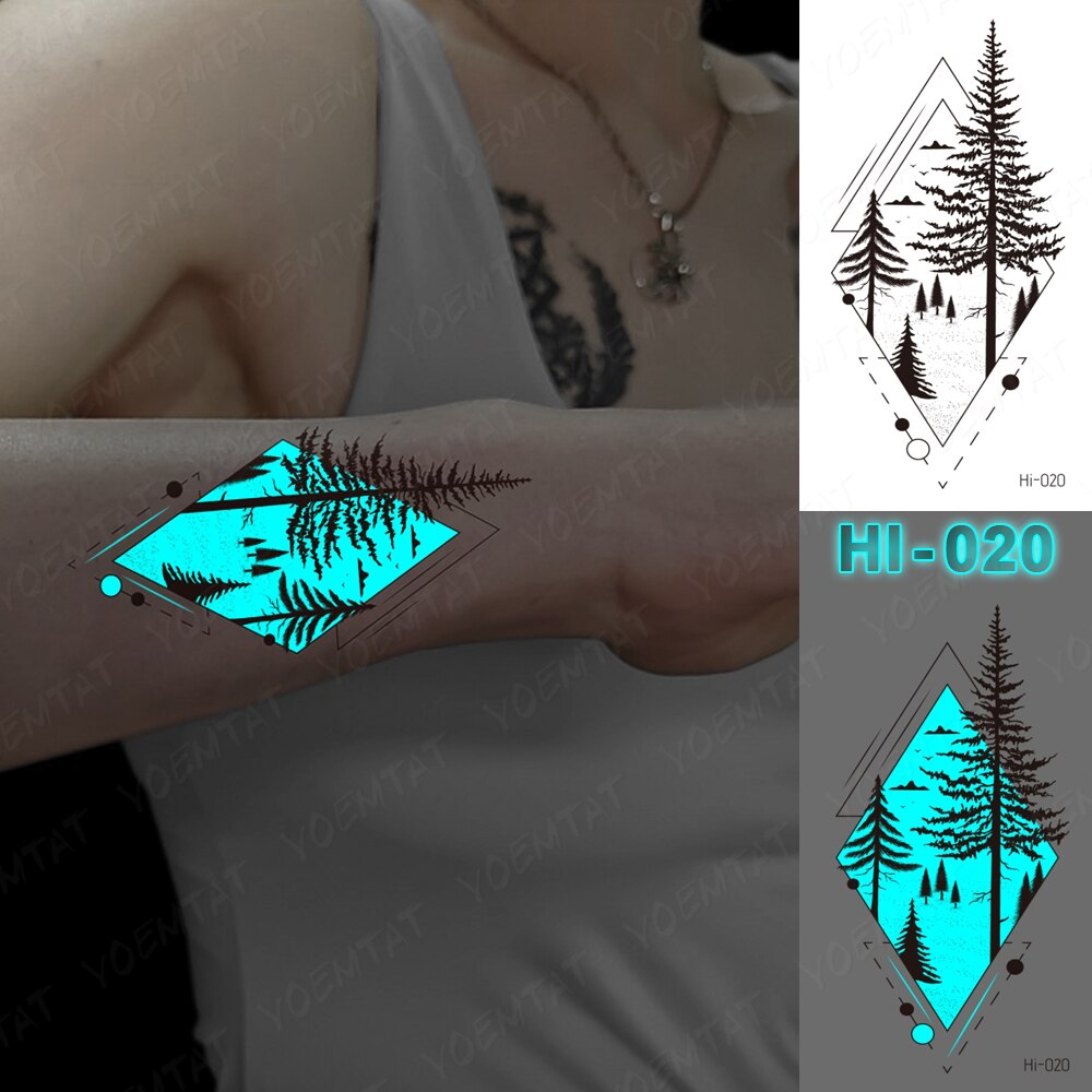 Blue Luminous Glow Tattoo Sticker Deer Glowing Snake Waterproof Temporary Tatoo Wrist Fake Tatto For Body Art Women Men