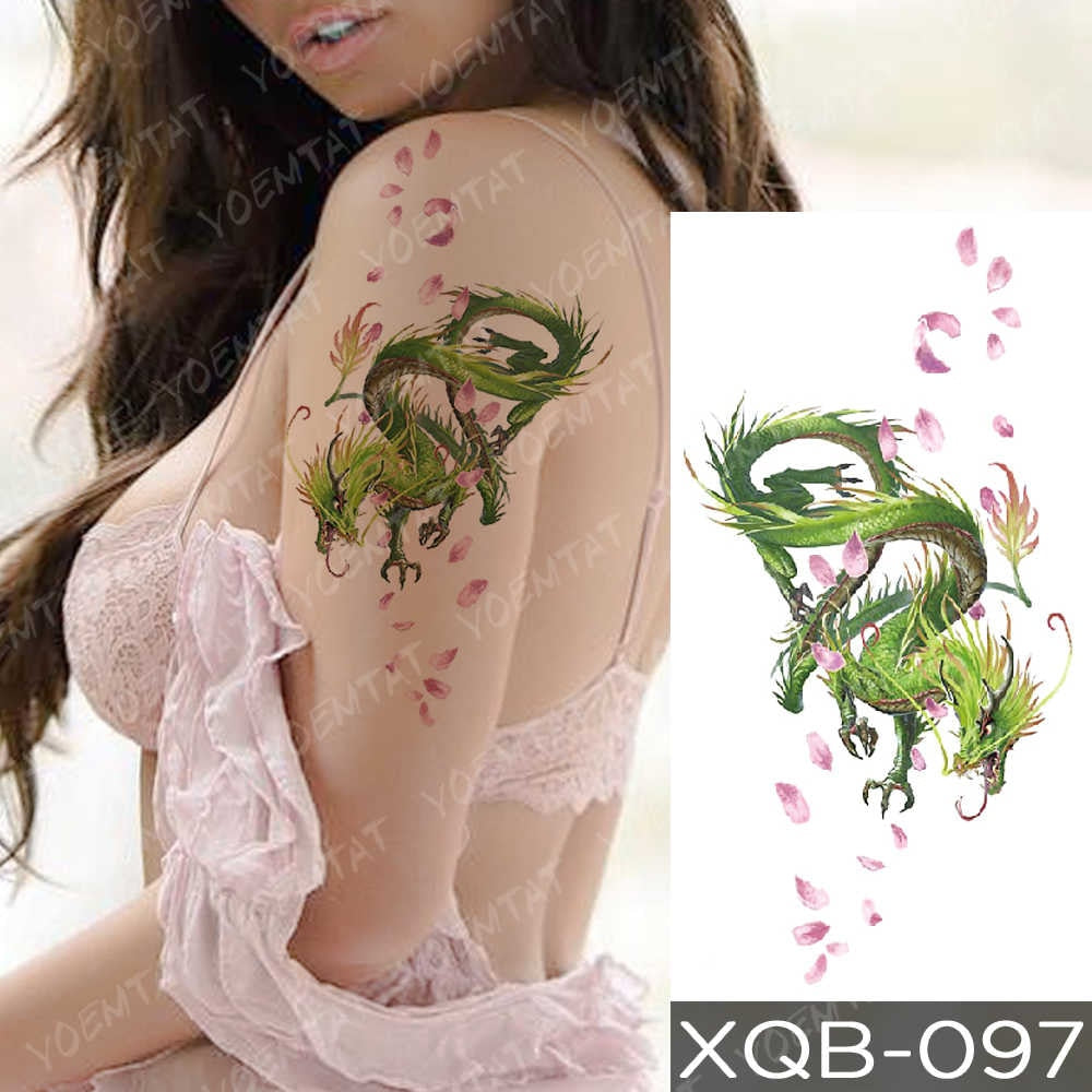 Waterproof Temporary Tattoo Sticker Blue Ice Dragon Plum Blossom Flash Tattoos Family Tree Fox Body Art Arm Fake Tatoo Women Men