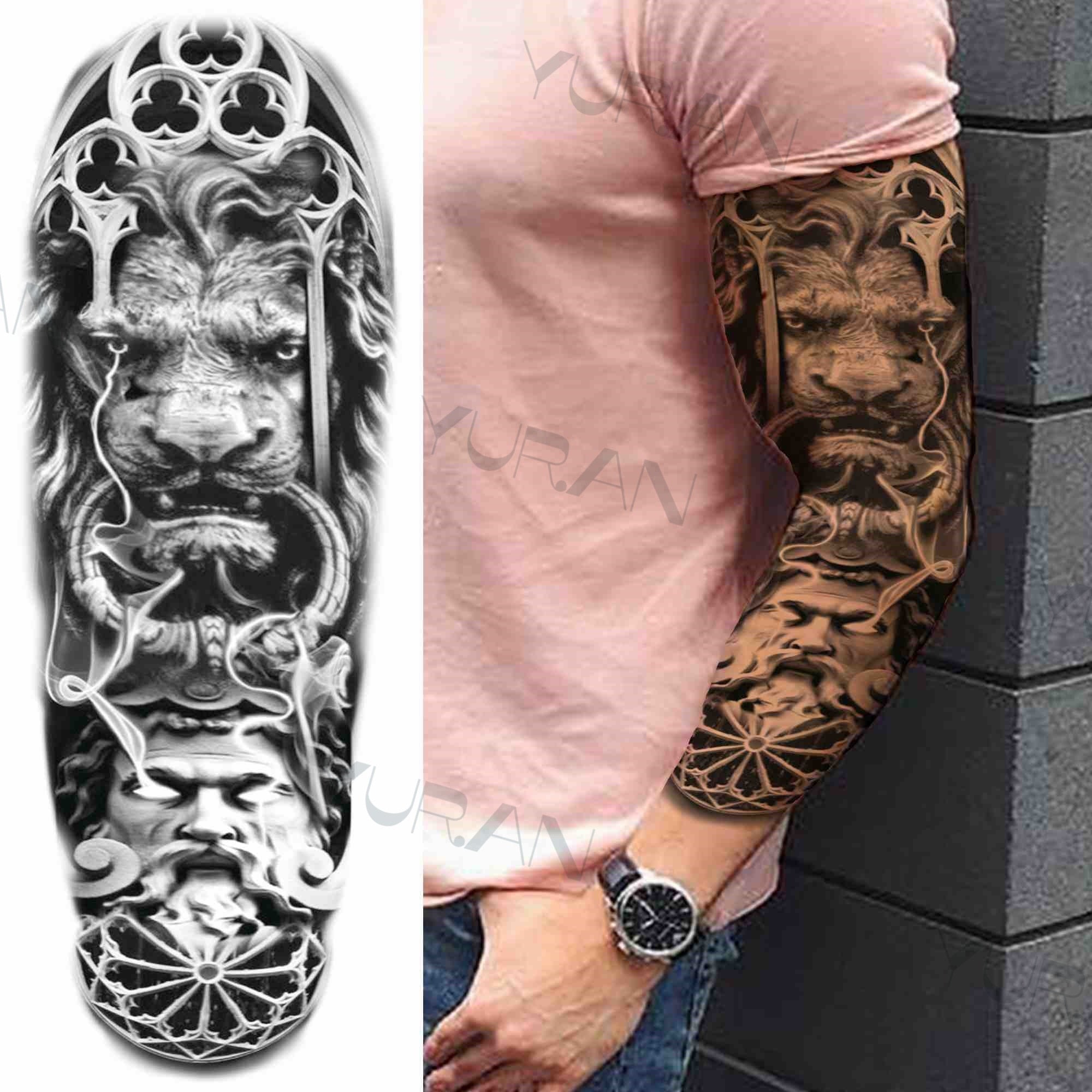 DIY Tribal Totem Full Arm Temporary Tattoo Sleeve For Men Women Adult Maori Skull Tattoos StickerBlack Fake Tatoos Makeup Tools