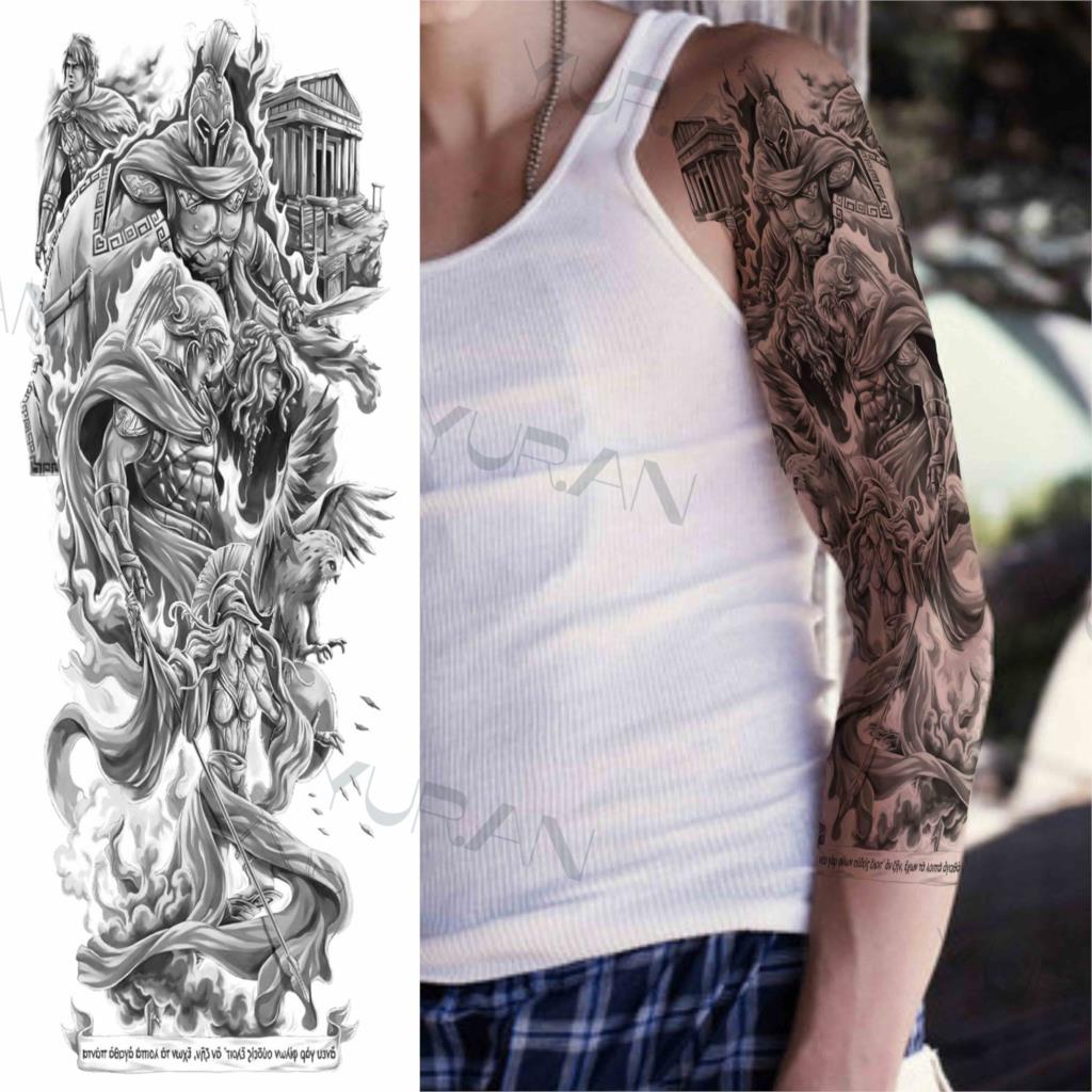 DIY Tribal Totem Full Arm Temporary Tattoo Sleeve For Men Women Adult Maori Skull Tattoos StickerBlack Fake Tatoos Makeup Tools